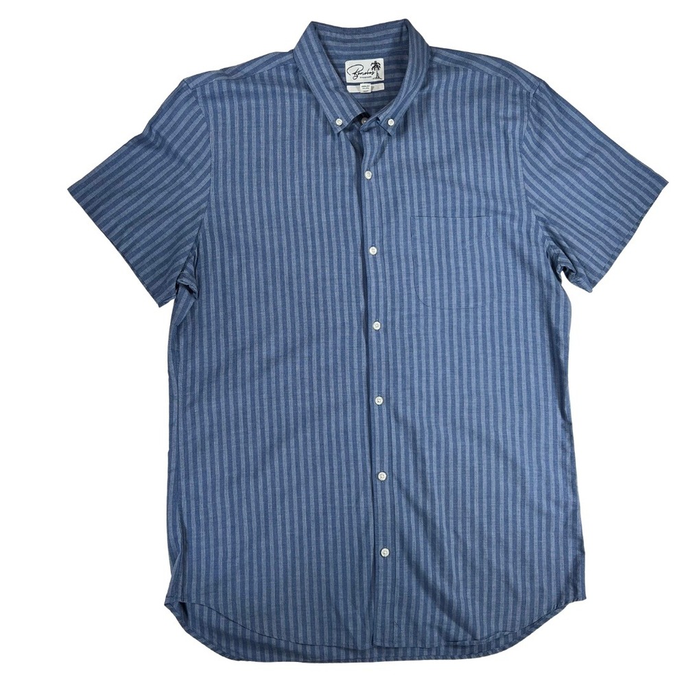 Bonobos Mens XL Long Slim Fit Blue Striped Short Sleeve Button Down Shirt Cotton